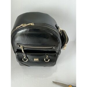 Madden NYC Black Mini Backpack Gold Hardware Faux Leather NWT Small Bag
